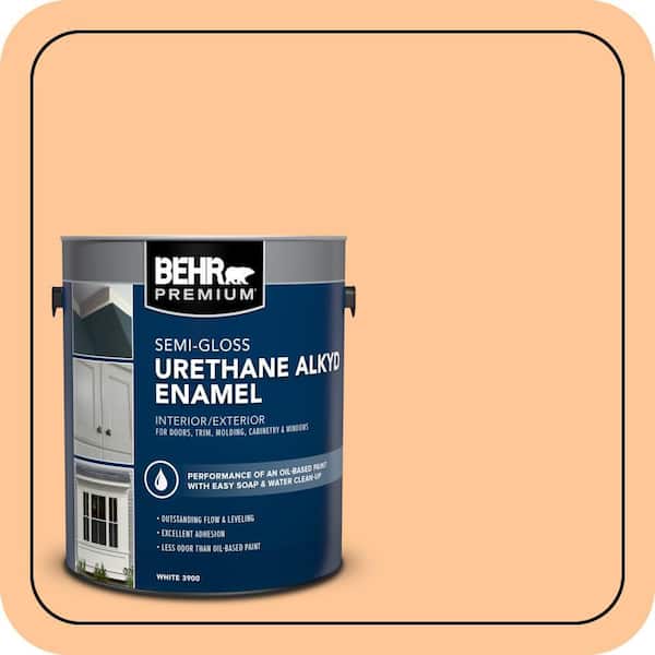 BEHR PREMIUM 1 gal. #P230-4 Citrus Punch Urethane Alkyd Semi-Gloss Enamel Interior/Exterior Paint (2)