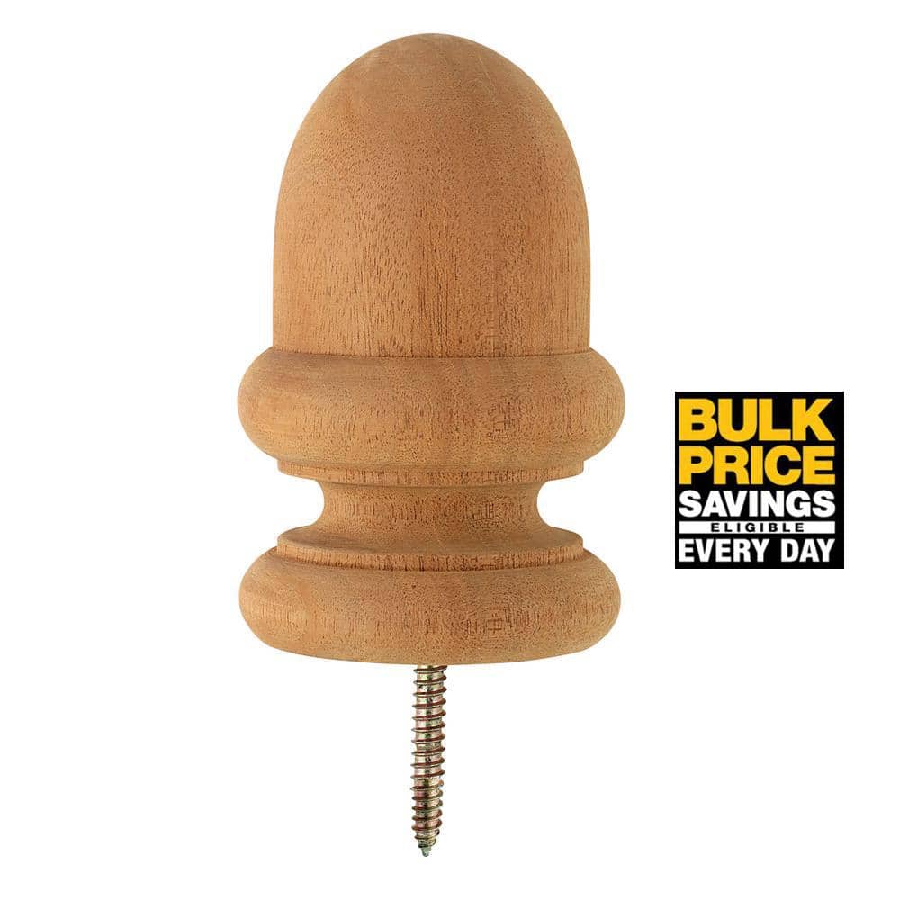 Protectyte 3.5 in. x 3.5 in. 4x4 Mahogany Kiln-Dried Acorn Post Cap Finial (2)
