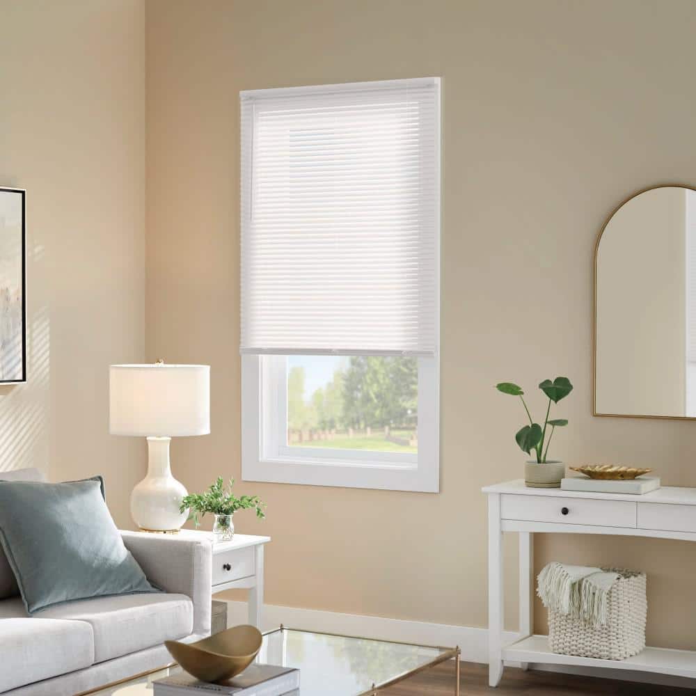 StyleWell White Cordless Room Darkening Vinyl Mini Blinds with 1 in. Slats-32 in. W x 64 in. L(Actual Size 31.5 in. W x 64 in. L)
