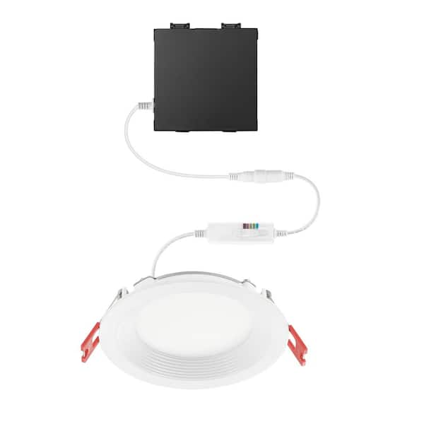Commercial Electric 4 in. Premium Series Adjustable CCT 2-Level Lumen Select Dimmable Integrated LED Baffle Canless Recessed Light, White
