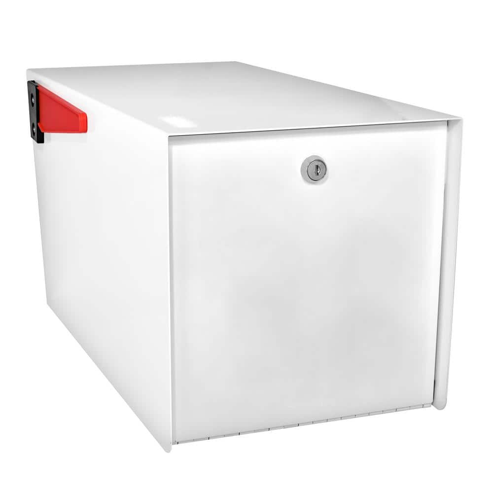 Mail Boss Mail Manager Street Safe X4 Rear Locking Mailbox Combo Kit, Surface Mount, Alpine White, 4 Compartment Security Cluster (3)