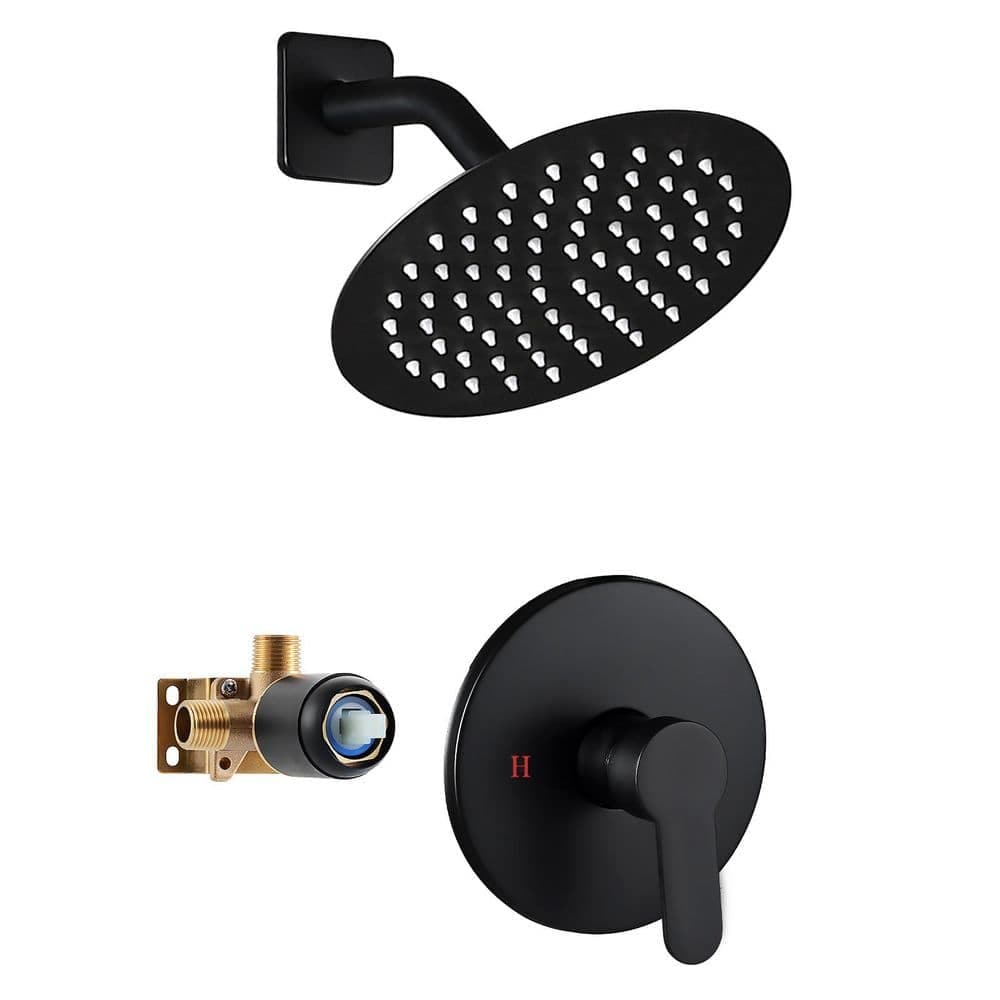 MTTCLE Single Handle 1-Spray Shower Faucet 1.8 GPM with Round Fixed Shower Head in Matte Black