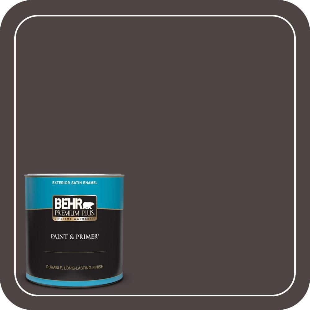 BEHR PREMIUM PLUS 1 qt. #N110-7 Black Garnet Satin Enamel Exterior Paint & Primer