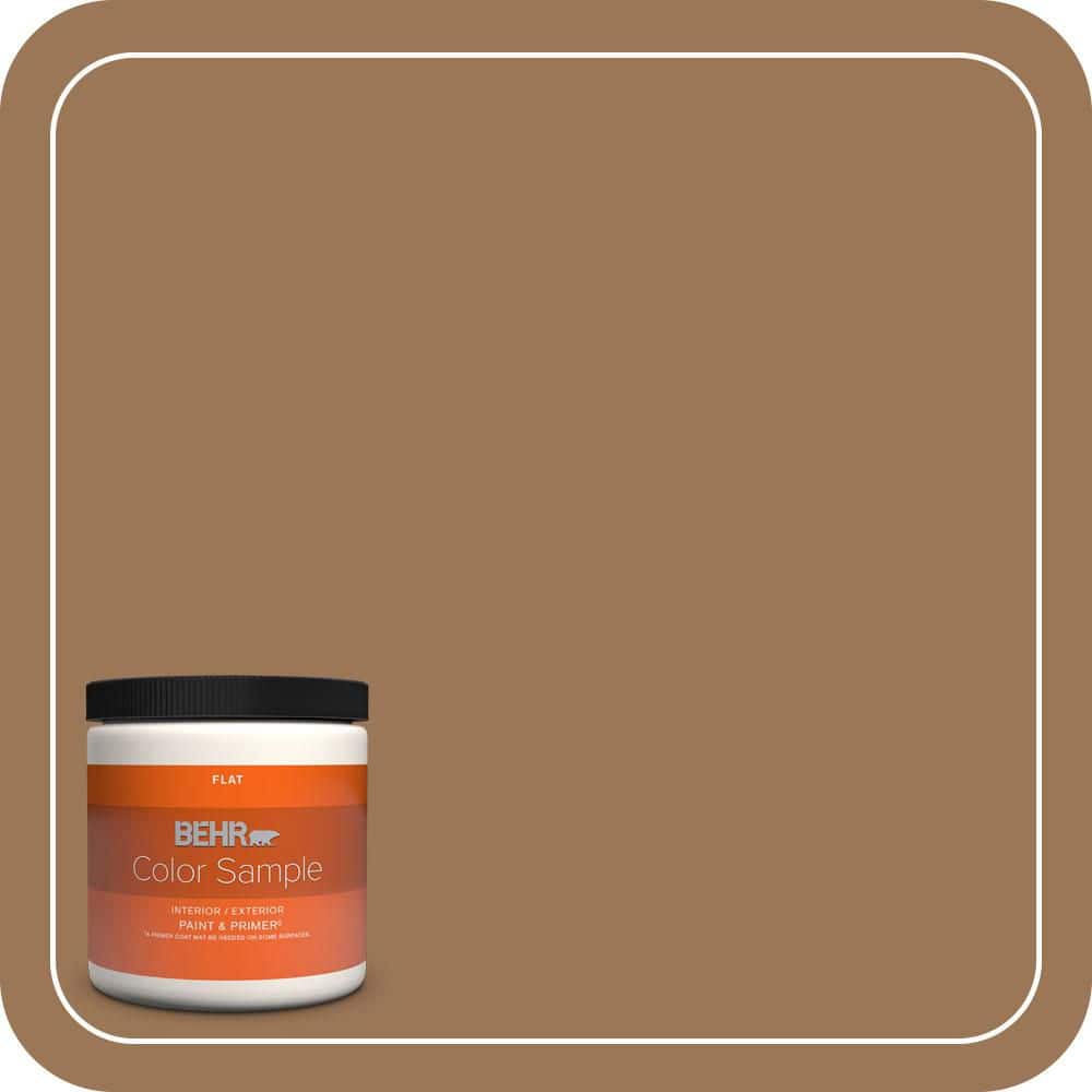 BEHR PREMIUM PLUS 8 oz. #PPU4-02 Coco Rum Flat Interior/Exterior Paint & Primer Color Sample (1)