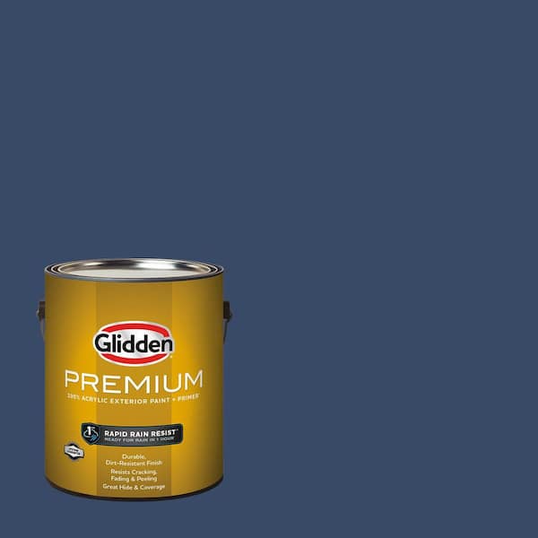 Glidden Premium 1 gal. PPG1164-7 Annapolis Blue Satin Exterior Latex Paint (2)