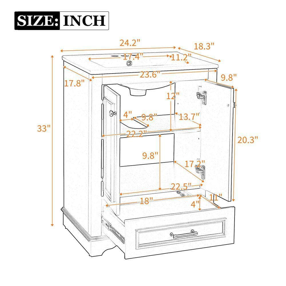 COWLOWN 24.2 in. W x 18.3 in. D x 33 in. H Bathroom White Linen Cabinet (2)
