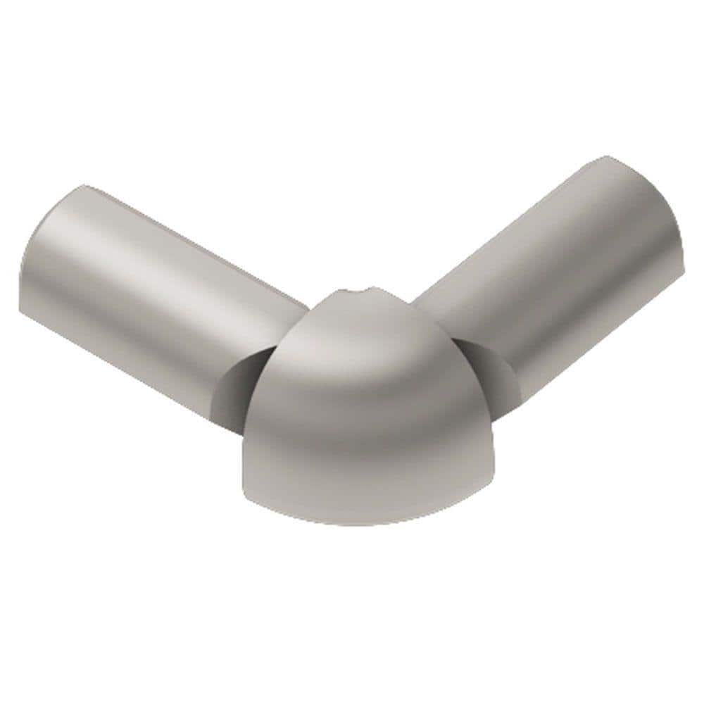 Schluter Rondec Satin Nickel Anodized Aluminum 3/8 in. x 1 in. Metal 90° Double-Leg Outside Corner