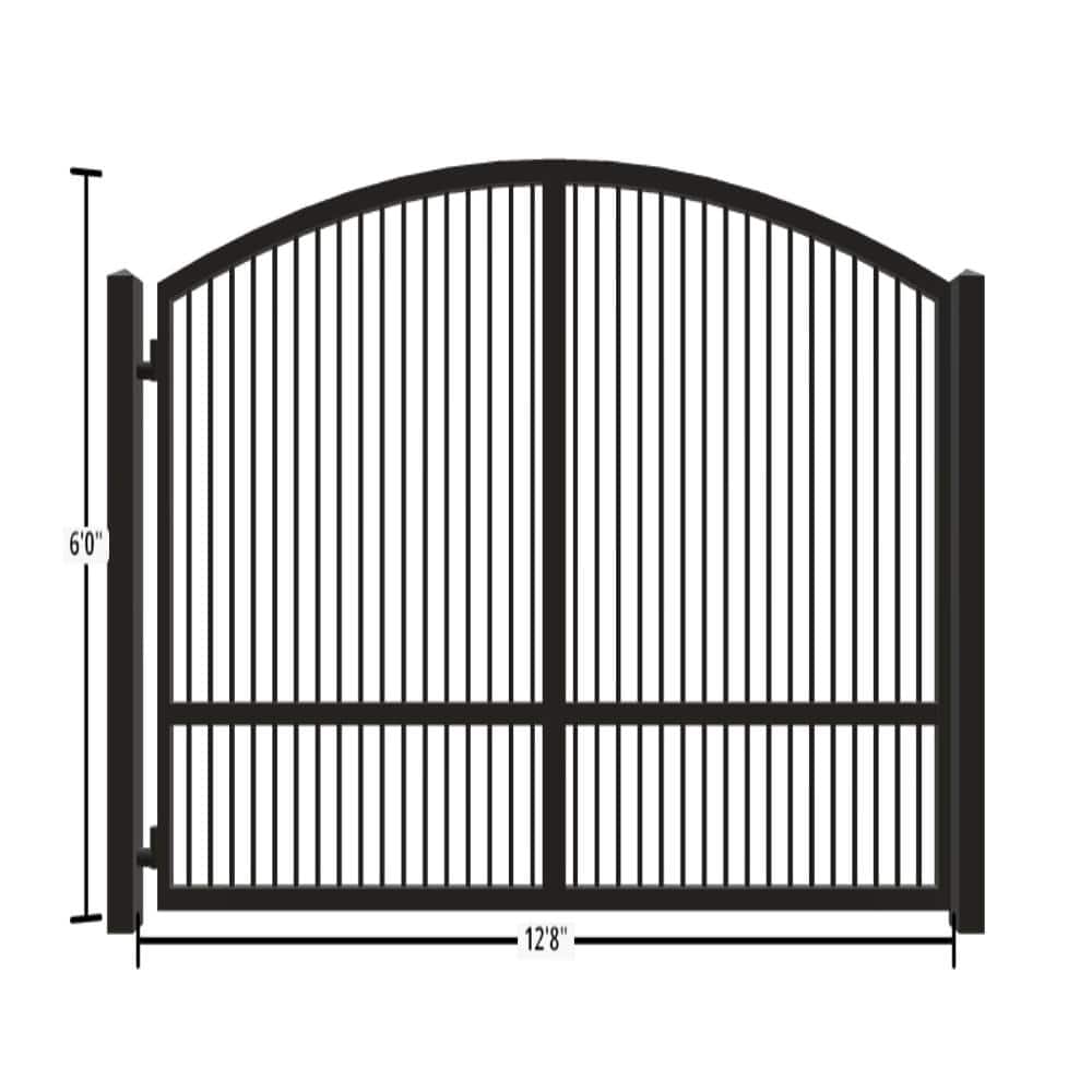 Unbranded Driveway Gate — Swing, Side, Arch, Single, Black — 152"W x 72"H (1)
