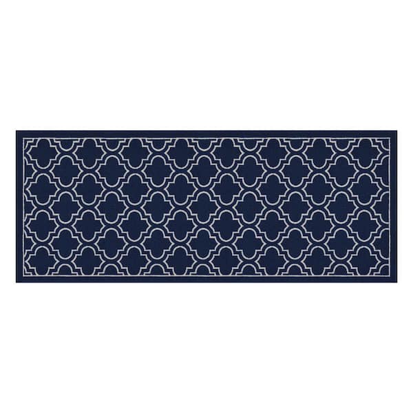 TrafficMaster Trellis Navy 2 ft. x 5 ft. Non-Slip Indoor Door Mat