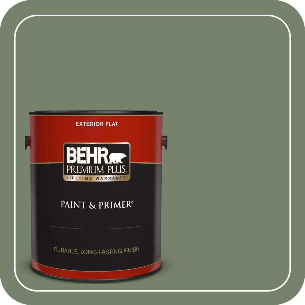 BEHR PREMIUM PLUS 1 gal. #MQ6-16 Gazebo Green Flat Exterior Paint & Primer