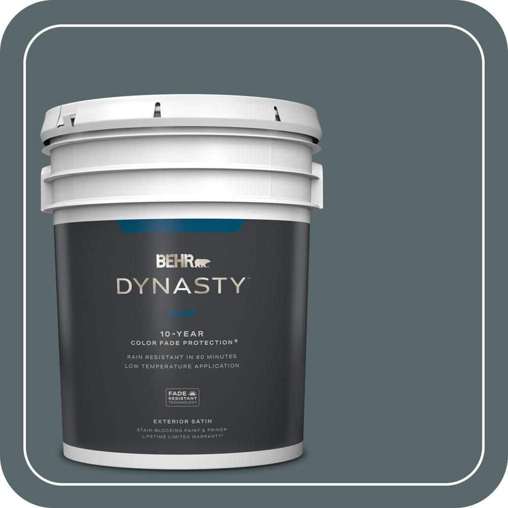BEHR DYNASTY 5 gal. #N470-6 Whale Gray Satin Enamel Exterior Stain-Blocking Paint & Primer