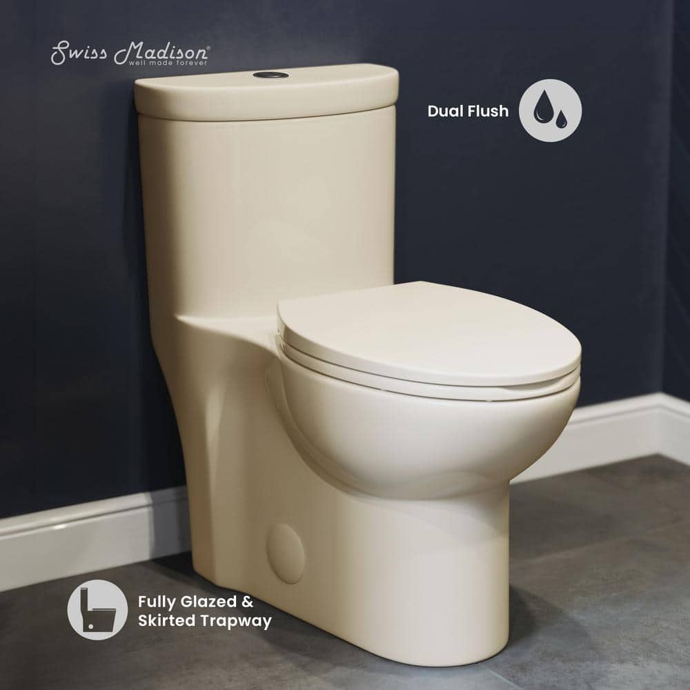 Swiss Madison Sublime 1-Piece 0.8/1.28 GPF Dual Flush Toilet with Seat Included (2)