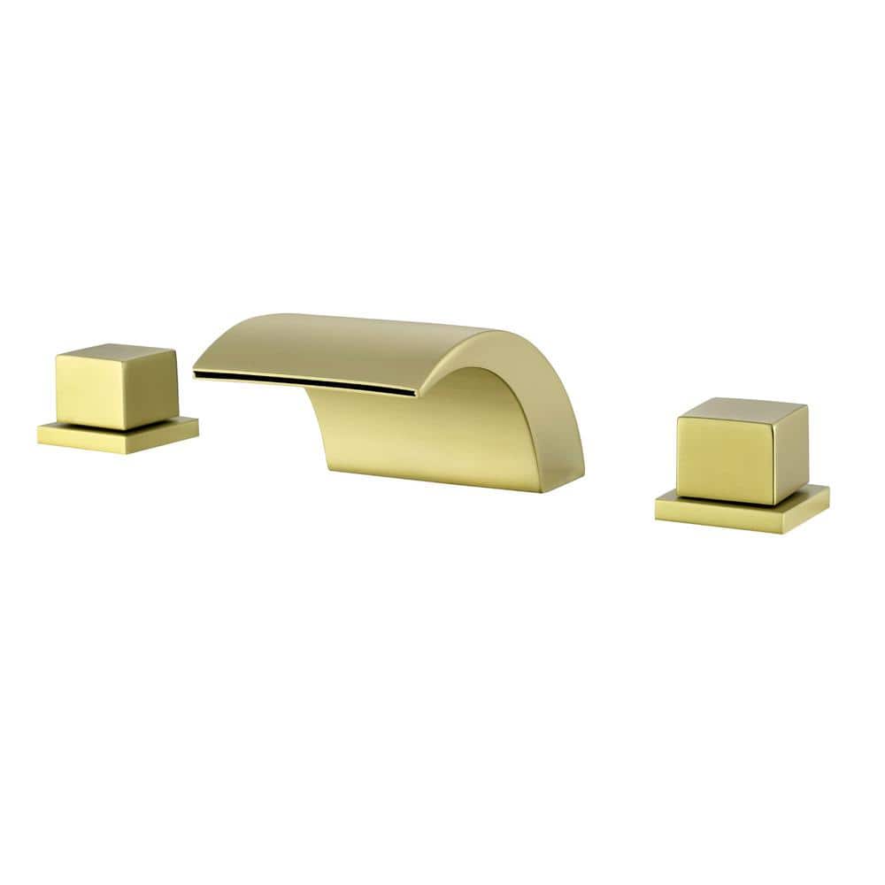 FLG 2-Handle Tub Deck Mount Roman Tub Faucet in Brushed Gold