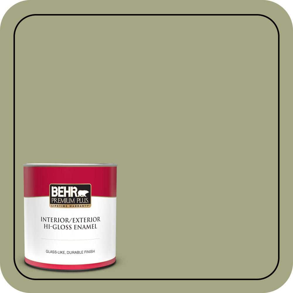 BEHR PREMIUM PLUS 1 qt. #S370-4 Rejuvenation Hi-Gloss Enamel Interior/Exterior Paint & Primer (1)
