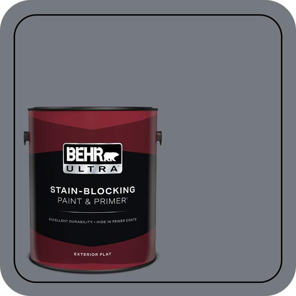 BEHR ULTRA 1 gal. #N510-5 Liquid Mercury color Flat Exterior Paint & Primer