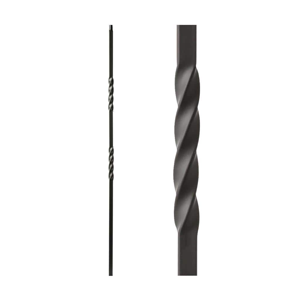 HOUSE OF FORGINGS Satin Black 34.1.2-T Mega Double Twist Hollow Iron Baluster for Staircase Remodel (1)