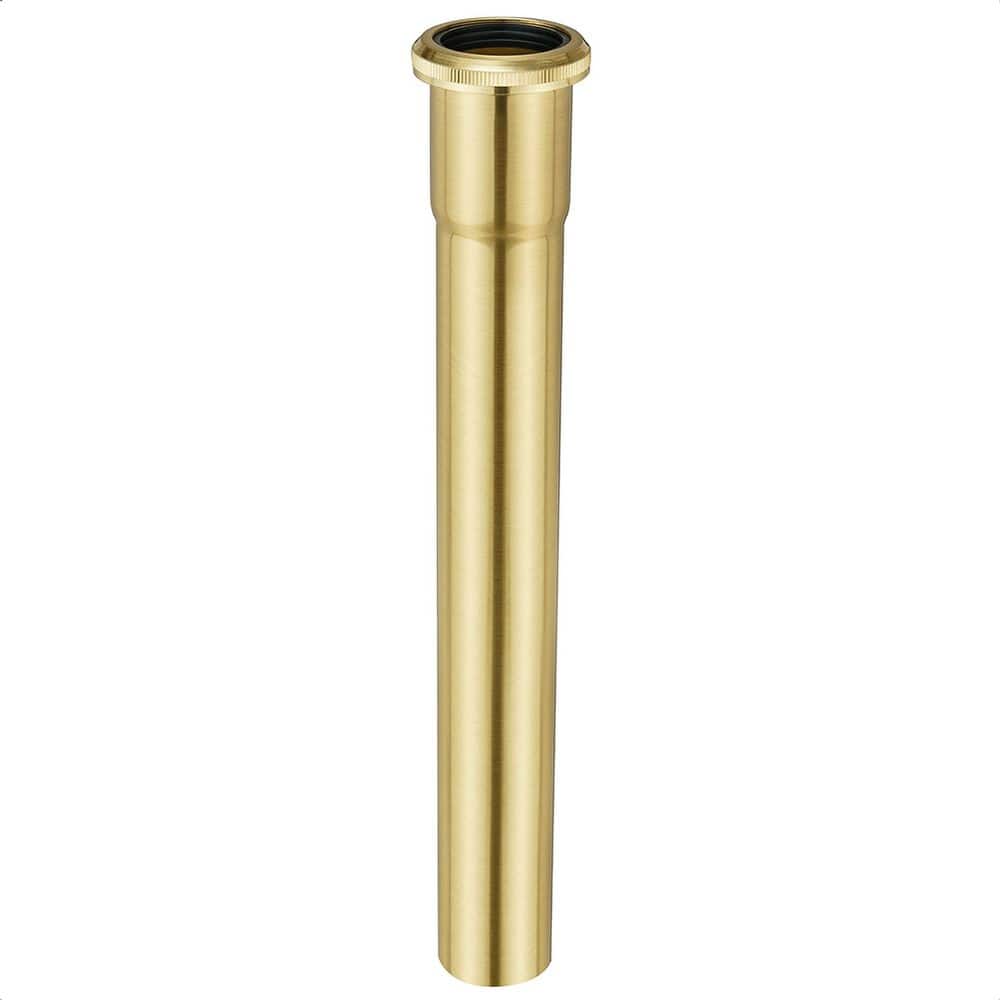Wudkey 1-Piece 1.25 in. x 12 in. Brass Slip Joint Extension Tube Included in Brushed Gold for Bathroom Sink Drain Tailpiece (1)
