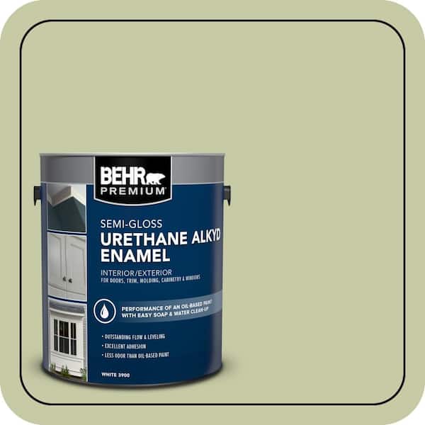 BEHR PREMIUM 1 gal. #M350-3 Sap Green Urethane Alkyd Semi-Gloss Enamel Interior/Exterior Paint (2)