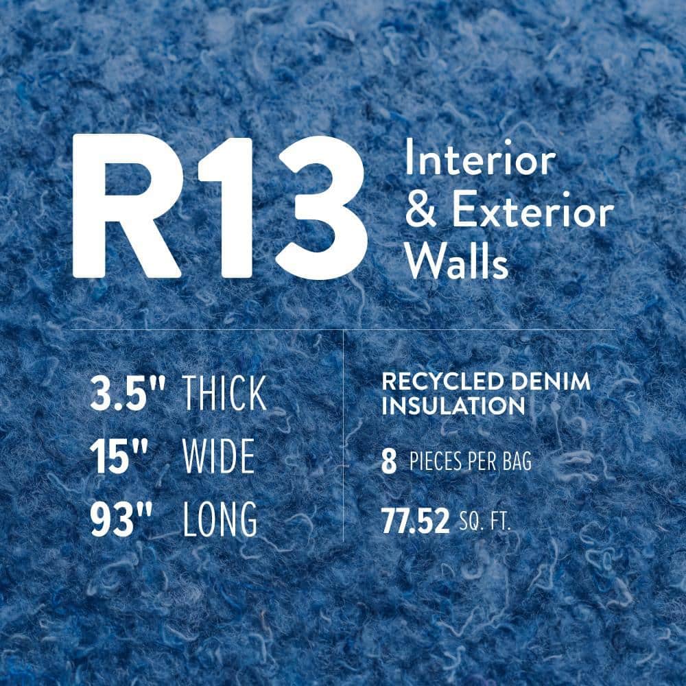 Henry R-13 ULTRATouch Recycled Denim Insulation Batt 15 in. x 93 in. (3)