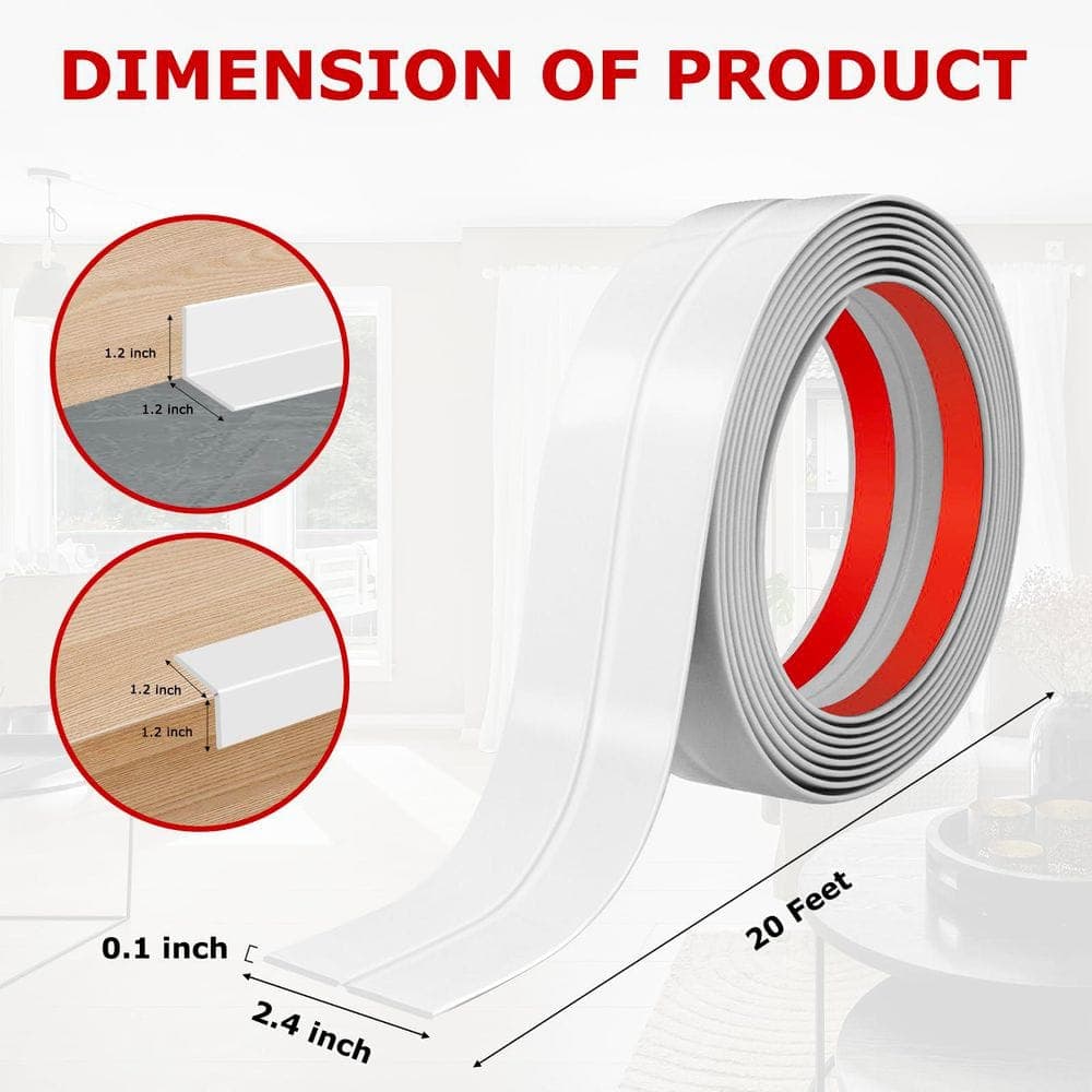 NVNOO 2.4 in. x 20 ft. White PVC Flexible Self-Adhesive Drywall Wall Corner Protection Strip for Wall Corners Edges (1-Pack) (3)