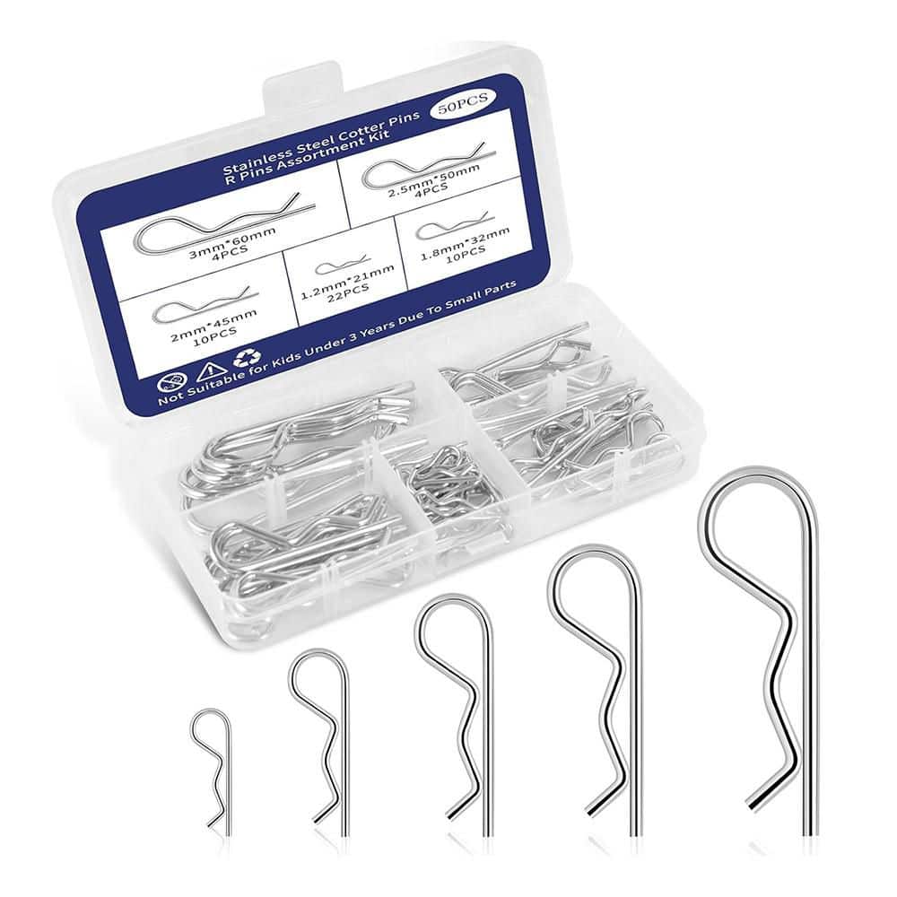 Afoxsos Cotter Pin Assortment Heavy Duty R Clips Spring Fasteners Trailer Locking Mechanic's Choice (50-Pack) (1)