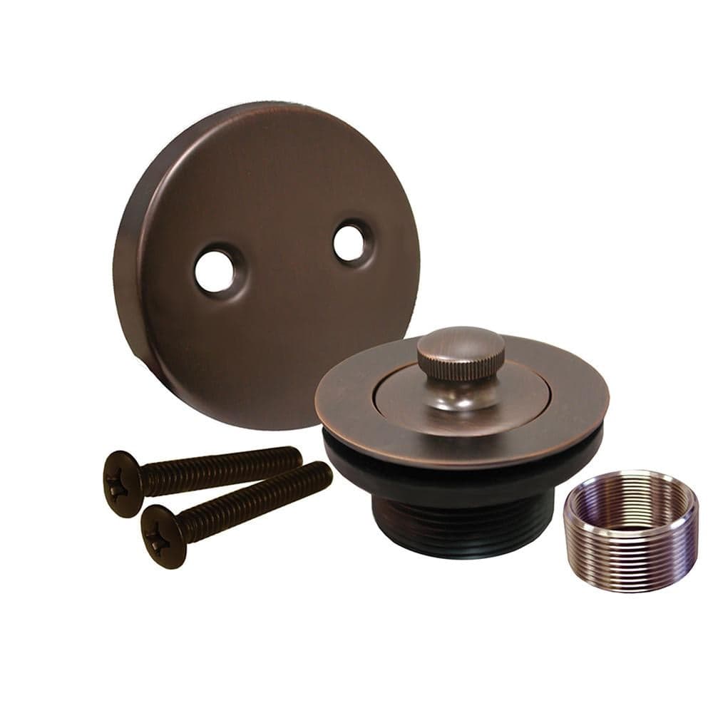 JONES STEPHENS Lift and Turn Bath Tub Drain Conversion Kit with 2-Hole Overflow Plate in Old World Bronze