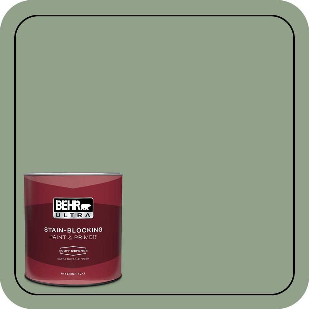 BEHR ULTRA 1 qt. #440F-4 Athenian Green Extra Durable Flat Interior Paint & Primer (1)
