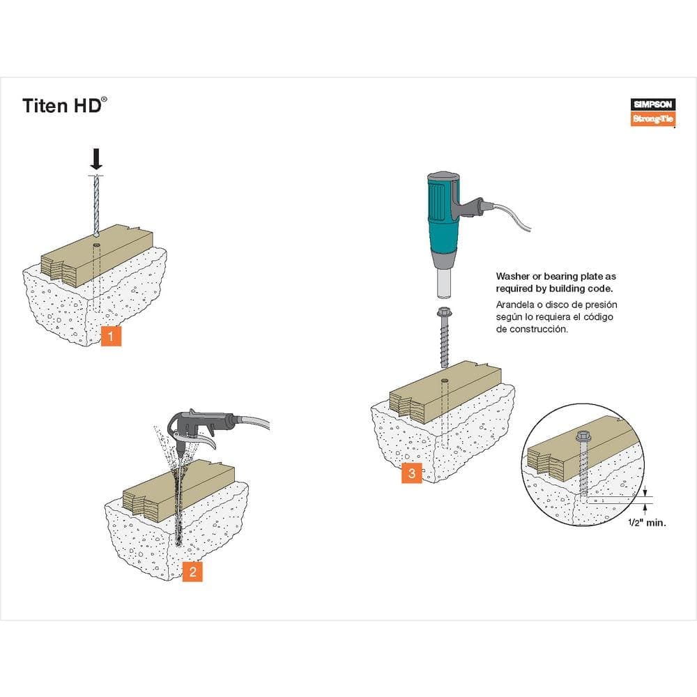 Simpson Strong-Tie Titen HD 1/2 in. x 6 in. Mechanically Galvanized Heavy-Duty Screw Anchor (3)