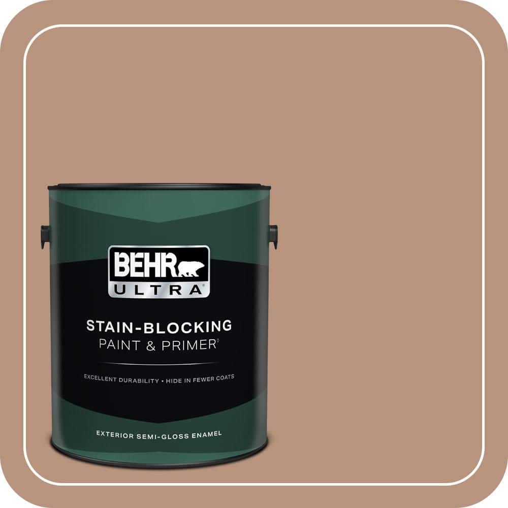 BEHR ULTRA 1 gal. #MQ1-59 Caramel Cream Semi-Gloss Enamel Exterior Paint & Primer