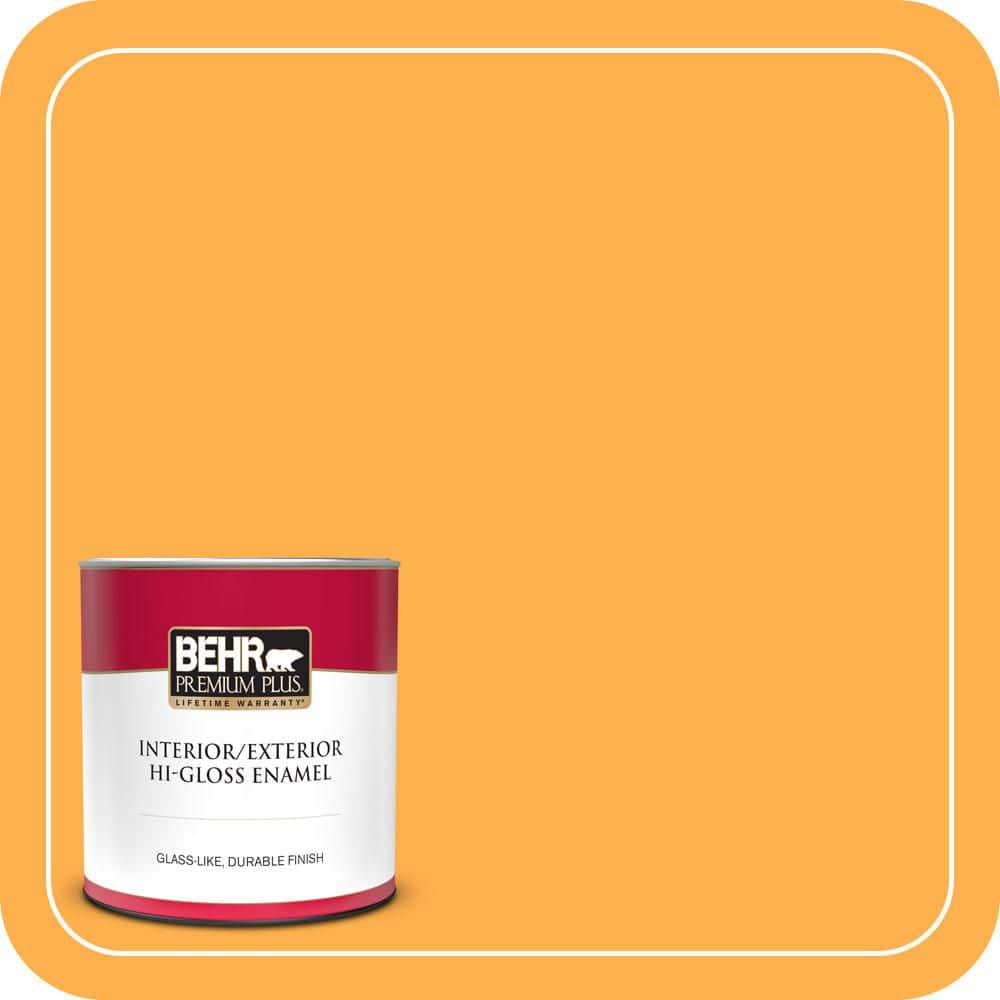 BEHR PREMIUM PLUS 1 qt. #P250-6 Splendor Gold Hi-Gloss Enamel Interior/Exterior Paint & Primer