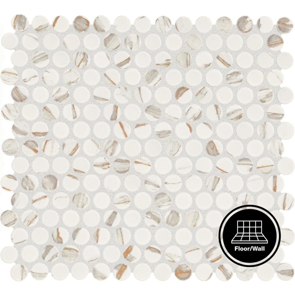 Daltile Restore Calacatta 11 in. x 10 in. Glazed Ceramic Penny Round Mosaic Tile (0.81 sq. ft./Each) (2)