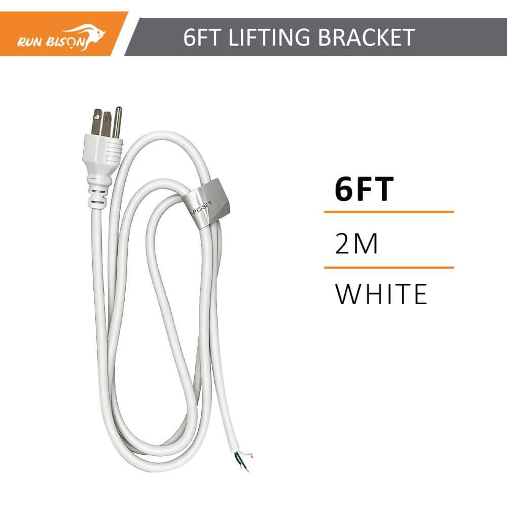 RUN BISON 6 ft. 18/3 SJTW 10A 120-Volt Indoor UFO High Bay Light Appliance Extension Cord, White, UL Listed (2)