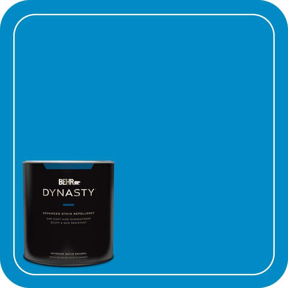 BEHR DYNASTY 1 qt. #MQ4-57 Celebration Blue One-Coat Hide Satin Enamel Interior Stain-Blocking Paint & Primer