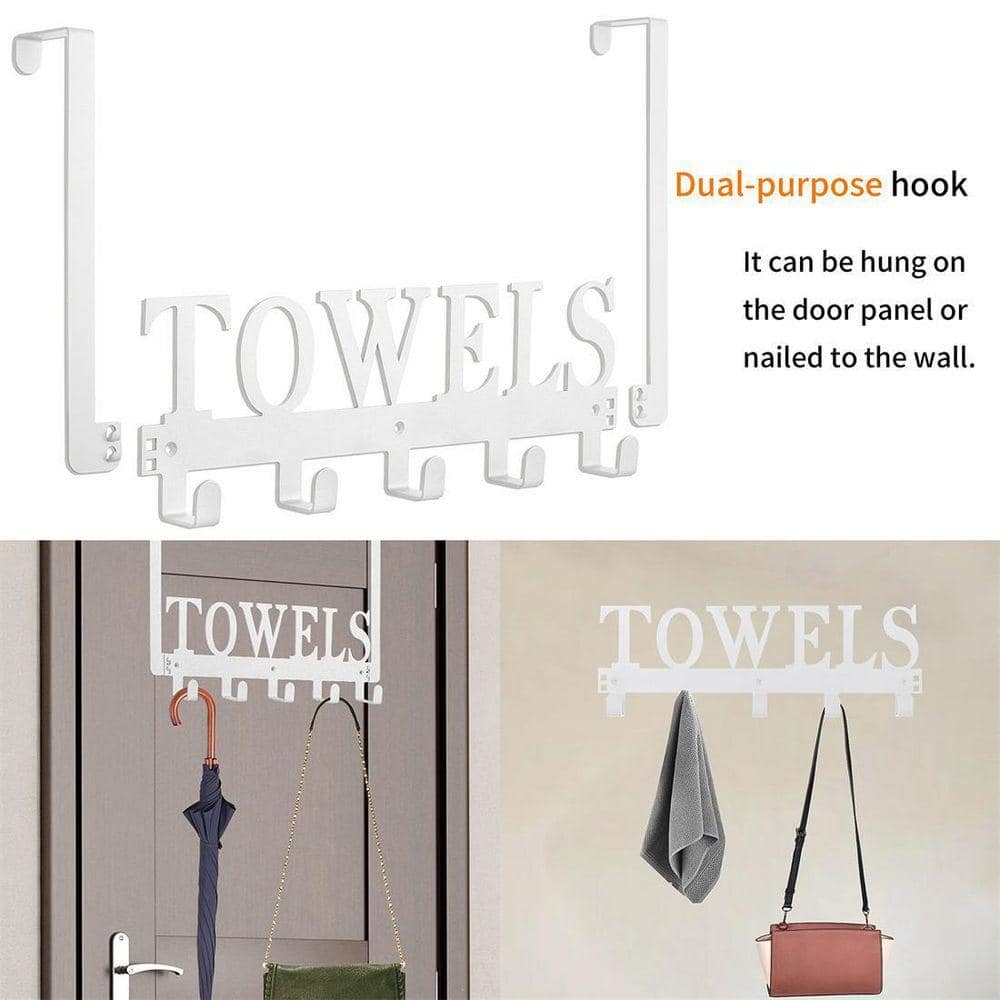 Dracelo Wall Mounted Bathroom Robe Hook Over the Door Towel Hook in J-HookWhite (2)