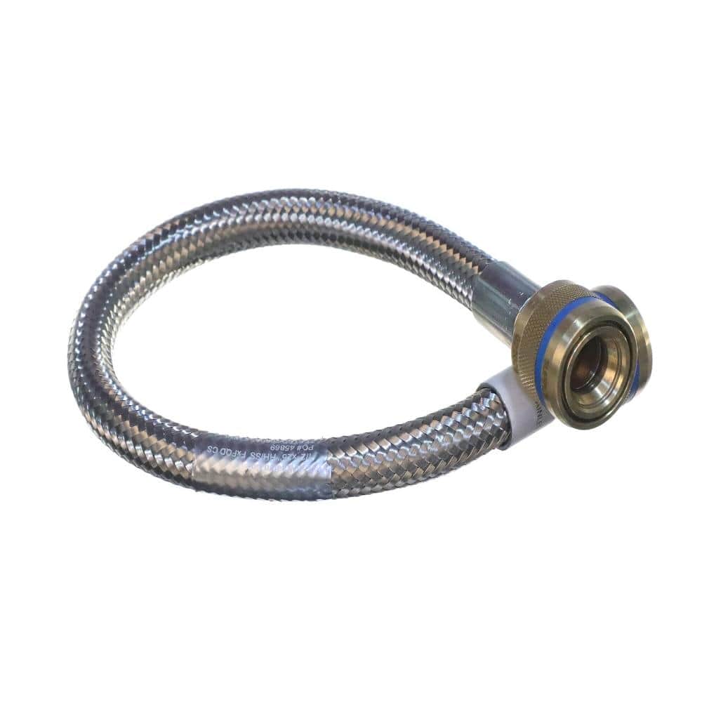 Whalen Company Flex Hose With Insta-Lock Connectors, 1/2" X 24", Stainless Steel Braid