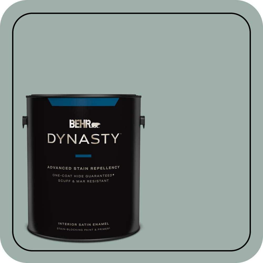 BEHR DYNASTY 1 gal. #490F-4 Gray Morning Satin Enamel Interior Stain-Blocking Paint & Primer