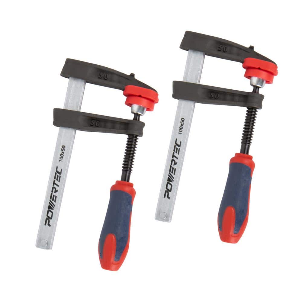 POWERTEC 4 in. 330 lb capacity F Clamp Heavy Duty F Style Bar Clamps for Woodworking (2-Pack) (1)