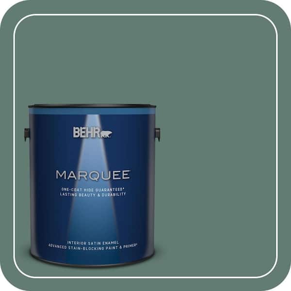 BEHR MARQUEE 1 gal. #S430-6 Forest Edge One-Coat Hide Satin Enamel Interior Paint & Primer (2)