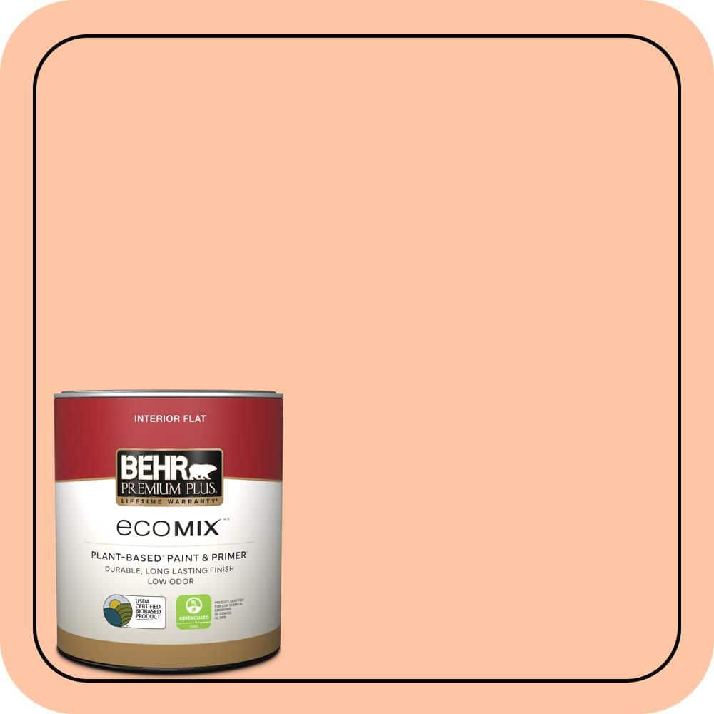 BEHR PREMIUM PLUS 1 qt. #240A-3 Bright Citrus Flat EcoMix Plant-Based Interior Paint & Primer (1)