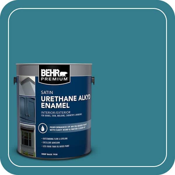 BEHR PREMIUM 1 gal. Home Decorators Collection #HDC-CL-27 Calypso Blue Urethane Alkyd Satin Enamel Interior/Exterior Paint (2)