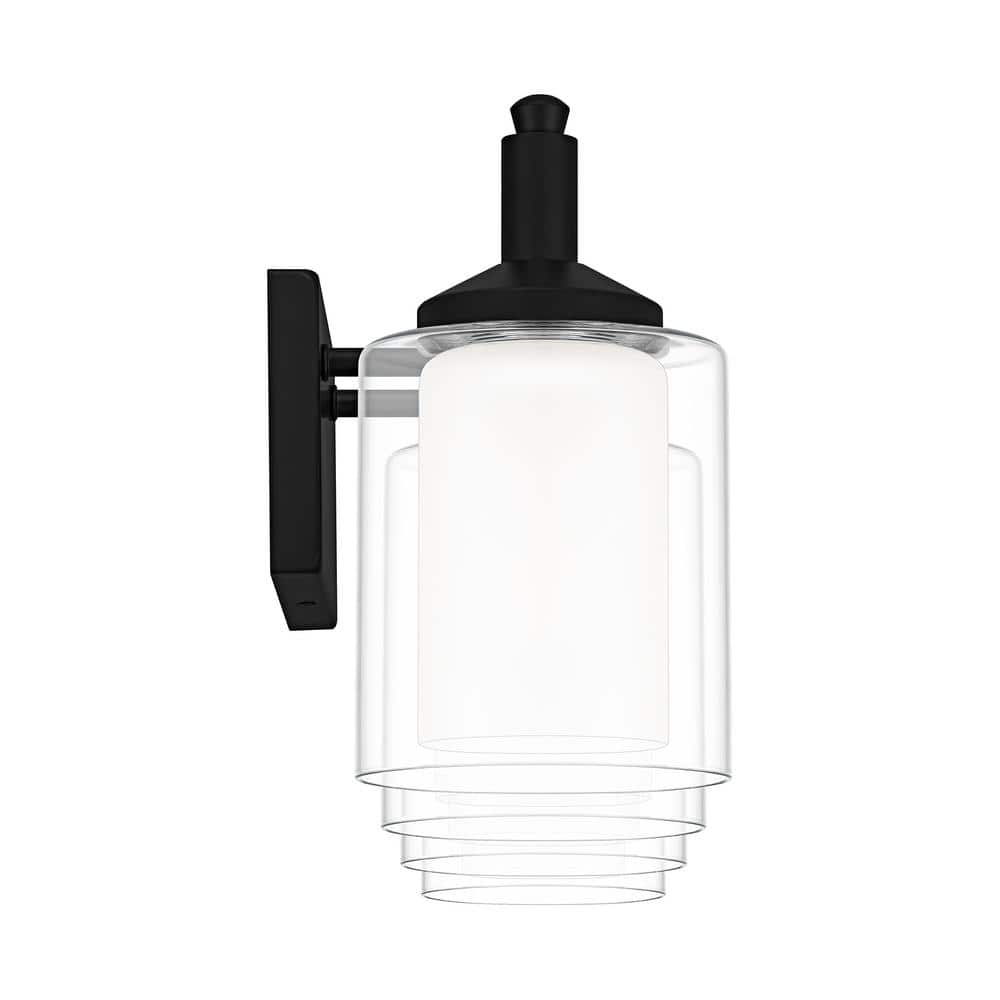 DSI LIGHTING Jaylin 30.75 in. 4-Light Matte Black Vanity Light with Clear and Frosted Glass Shades (4)