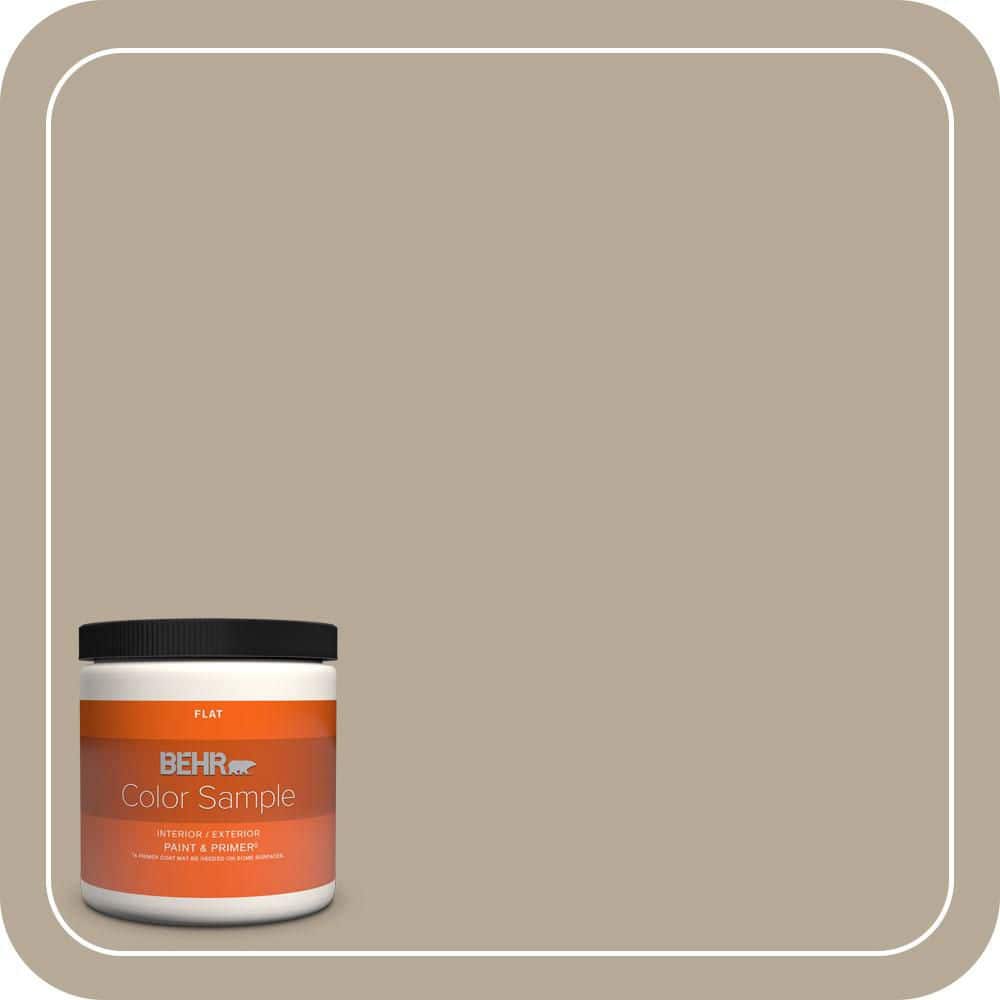 BEHR PREMIUM PLUS 8 oz. #MQ2-20 Safari Chic Flat Interior/Exterior Paint & Primer Color Sample