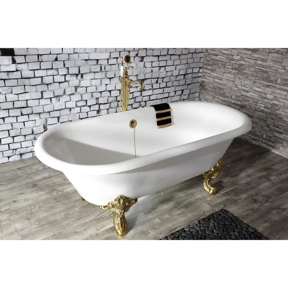 Kingston Brass Claw Foot 1-1/2 in. O. D. Brass Leg Tub Drain with Chain and Stopper in Polished Brass (3)