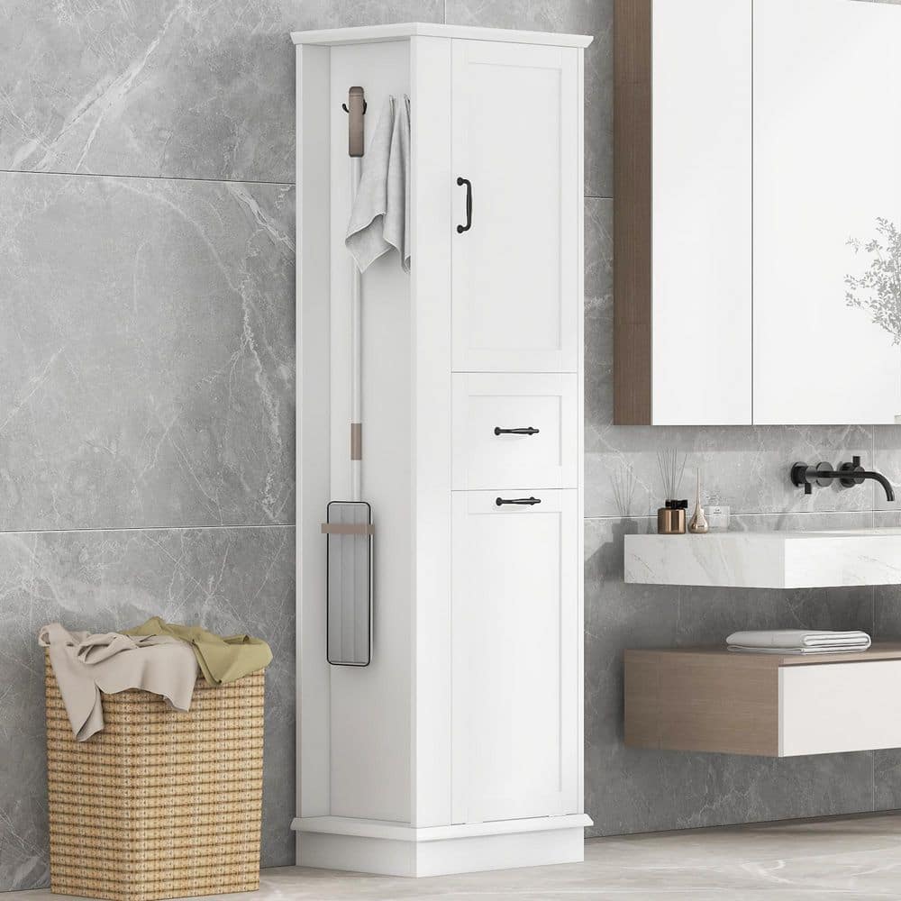 Coporesell 20 in. W 14 in. D 68 in. H MDF Linen Cabinet w/Tilt-Out Compartment and Adjustable Shelf (1)
