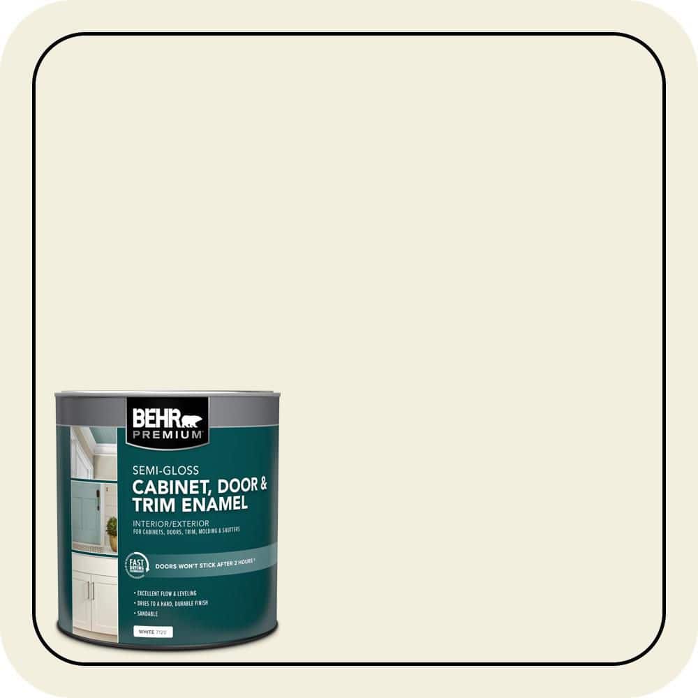 BEHR PREMIUM 1 qt. #GR-W01 White Wool Semi-Gloss Enamel Interior/Exterior Cabinet, Door & Trim Paint