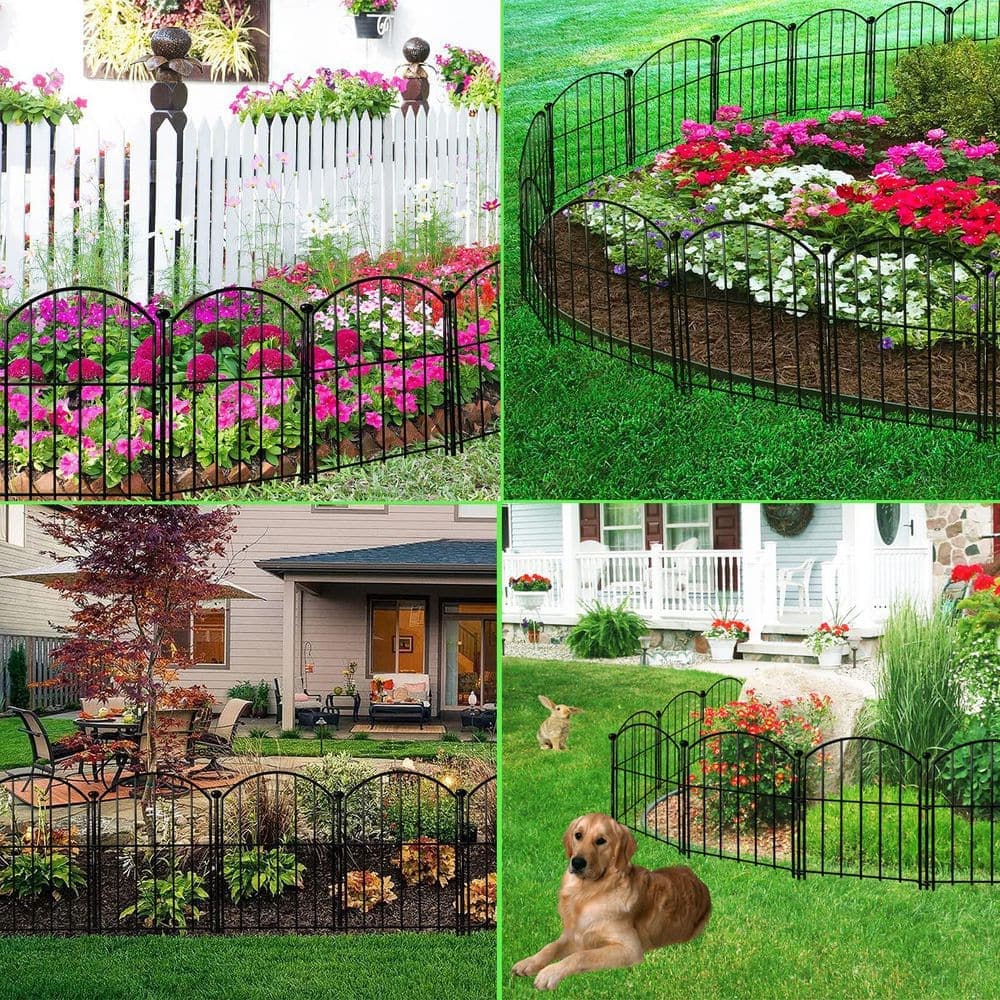 Laybus 26 ft. x 17 in. Black Rustproof Steel Fence Panel (26-Pack), No Dig Fence Animal Barrier, Decorative Garden Fence (2)