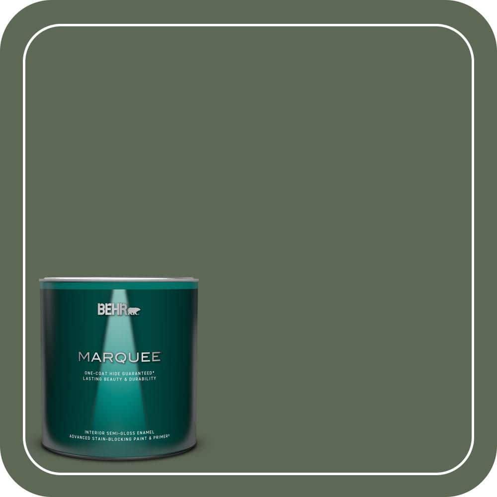BEHR MARQUEE 1 qt. #MQ6-15 Less Travelled One-Coat Hide Semi-Gloss Enamel Interior Paint & Primer