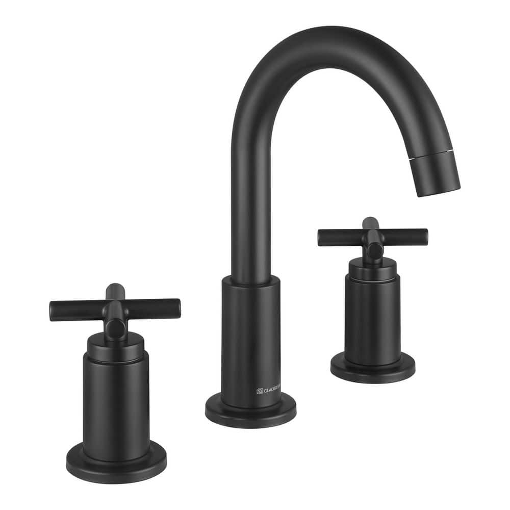 Glacier Bay Dorind 8 in. Cross Handles Bathroom Faucet in Matte Black