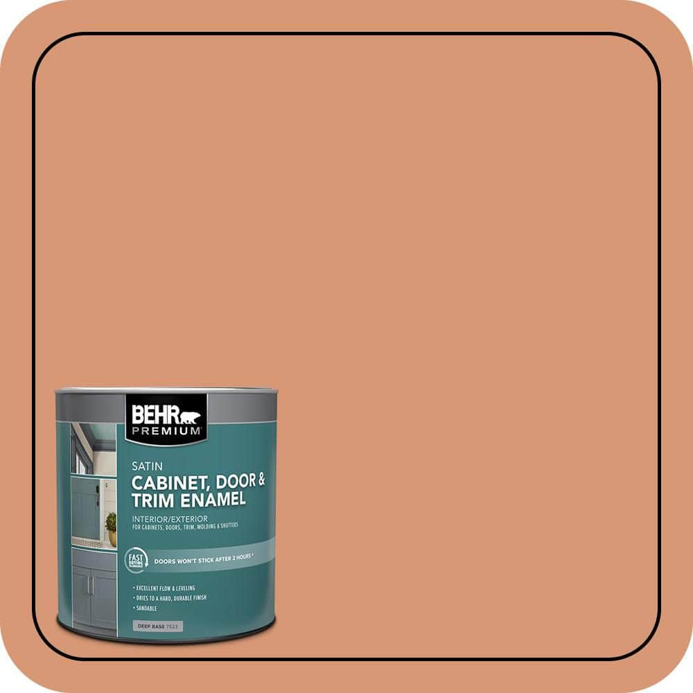 BEHR PREMIUM 1 qt. #M210-5 Candied Yams Satin Enamel Interior/Exterior Cabinet, Door & Trim Paint (1)