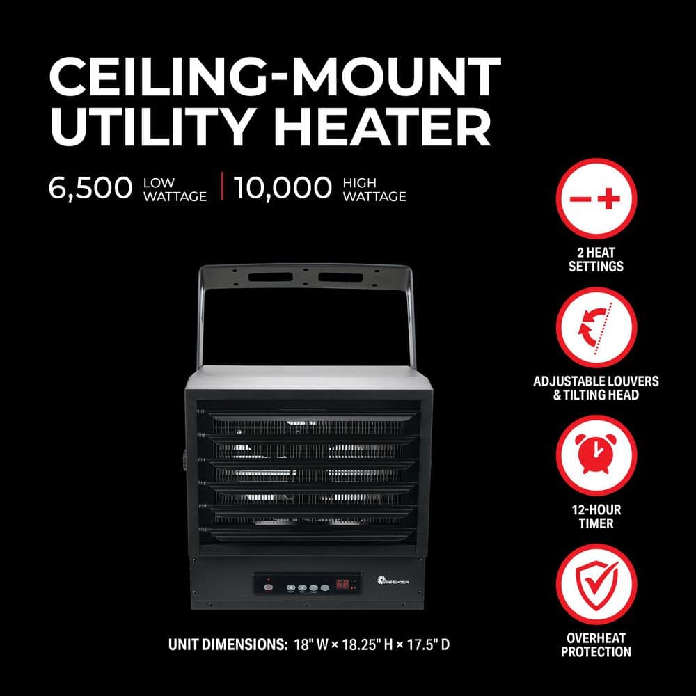 Mr. Heater 10,000/6,500W 240V Ceiling Mount Electric Garage Heater (3)